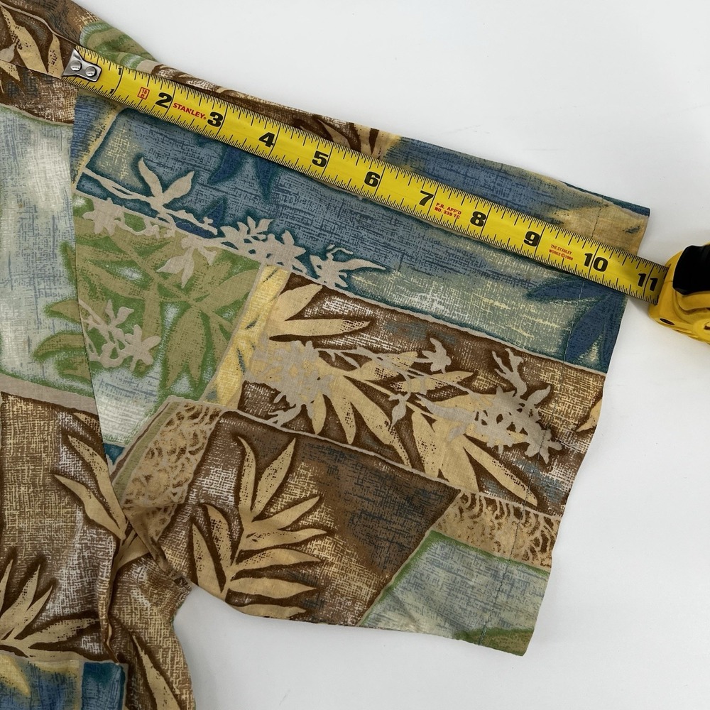 Vintage 90s Tori Richard Honolulu Hawaiian Shirt L Cotton Lawn Patchwork Floral - Picture 8 of 16